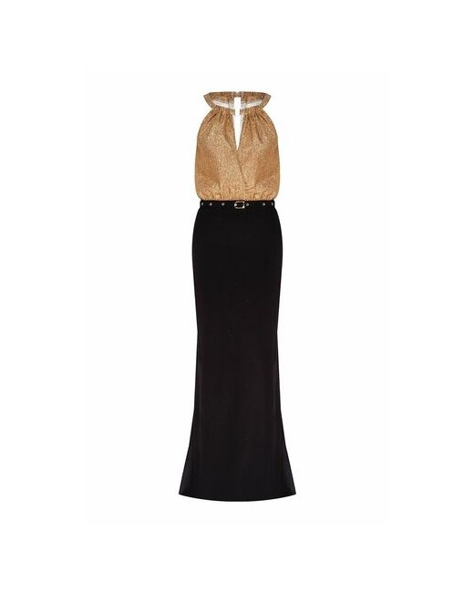 Laroom Платье шифон атлас вечернее полуприлегающее макси пояс на резинке размер S черный