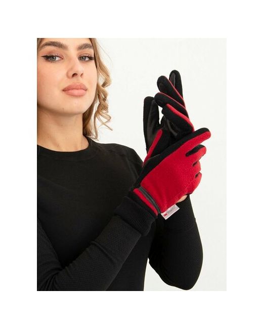 Nord K Перчатки зимние утепленные подкладка быстросохнущие влагоотводящие размер M/L красный черный