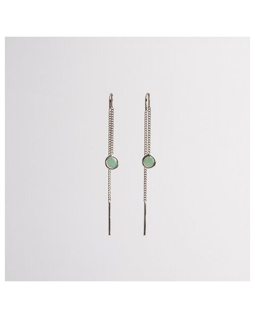 Corde Серьги цепочки СПр09-0и серебро 925 проба родирование изумруд размер/диаметр 5 мм. длина 6 см. зеленый