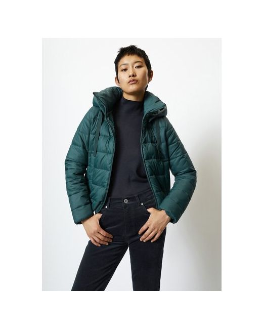 Marc O’Polo Куртка демисезонная средней длины силуэт прямой съемный капюшон карманы размер 44 зеленый
