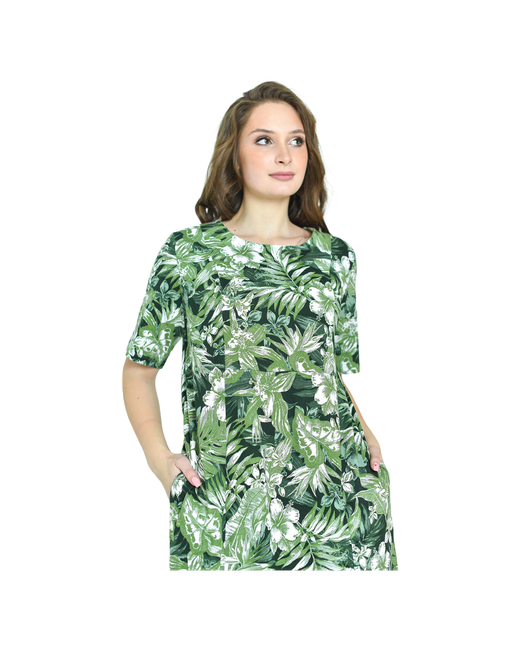 Оптима Трикотаж Платье повседневное свободный силуэт миди карманы размер 50 зеленый