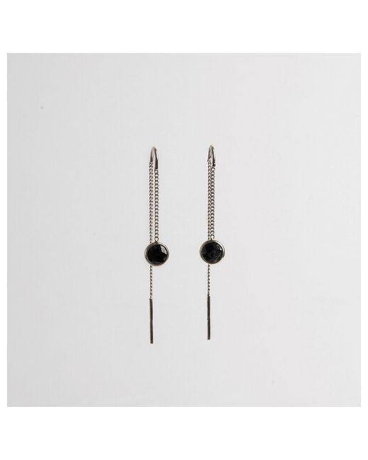 Corde Серьги цепочки СПр09-1с серебро 925 проба родирование сапфир размер/диаметр 6 мм. длина см. черный серебряный