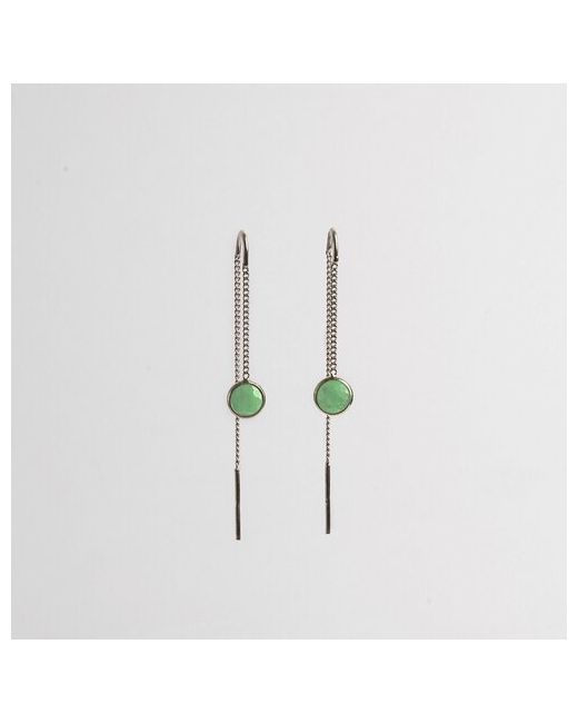 Corde Серьги цепочки СПр09-1и серебро 925 проба родирование изумруд размер/диаметр 6 мм. длина см. зеленый