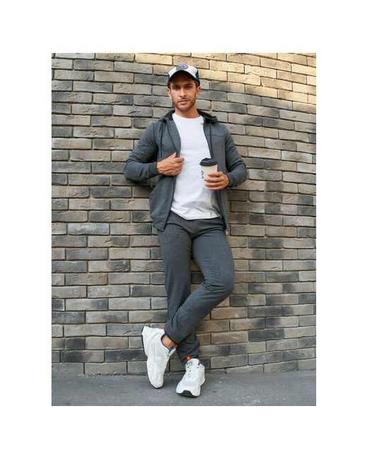 Ihomelux Костюм олимпийка и брюки повседневный стиль прямой силуэт капюшон стрейч карманы размер 50