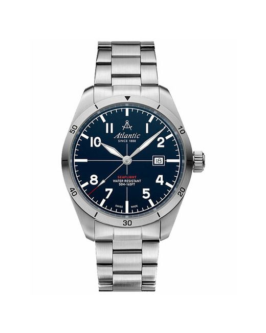 Atlantic Наручные часы Швейцарские водонепроницаемые Seaflight 70356.41.55 белый серебряный