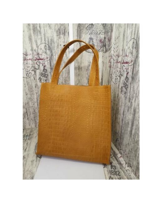 Elena leather bag Сумка шоппер классическая внутренний карман оранжевый