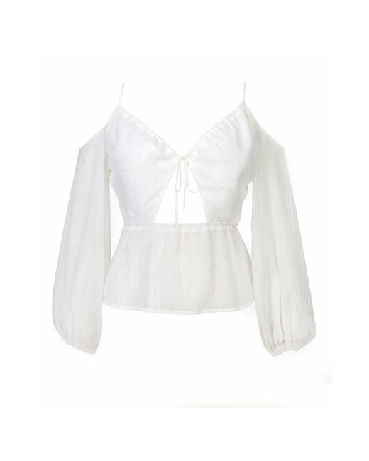Laroom Блуза стиль бохо укороченный рукав открытые плечи размер M белый