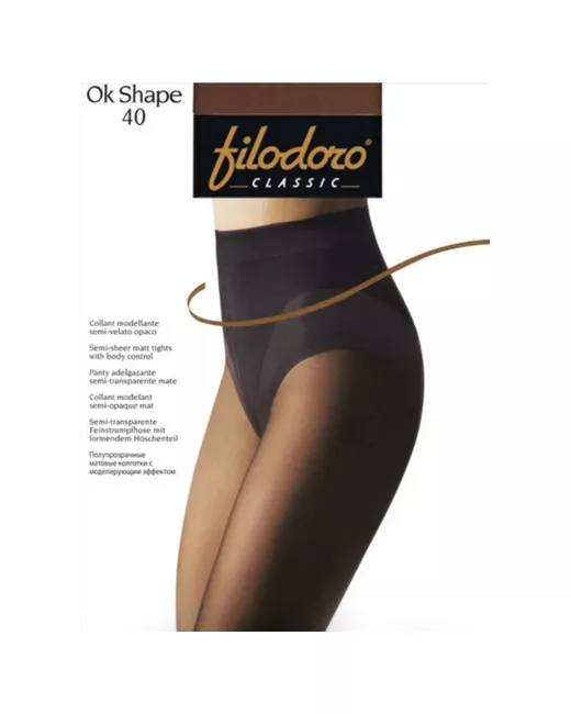 Filodoro Колготки корректирующие OK Shape 40 den матовые с шортиками утягивающие ластовицей размер бежевый