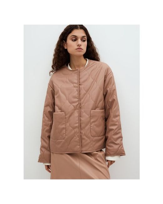 Zarina Кожаная куртка демисезонная средней длины однобортная без капюшона карманы размер 42XS