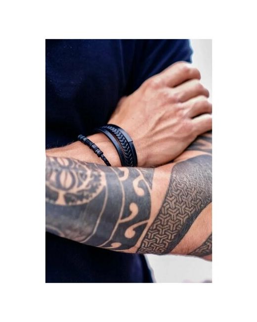 Kyle Универсальный кожаный браслет шнурок на руку для с магнитной застежкой Многослойный из кожи и стали 23 см