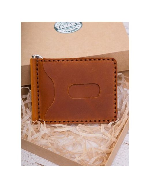 Tanar's Leather Зажим для купюр матовая фактура без застежки отделение карт подарочная упаковка