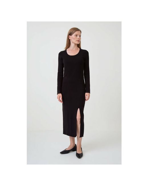 Baon Платье повседневное полуприлегающее миди вязаное размер 46 черный