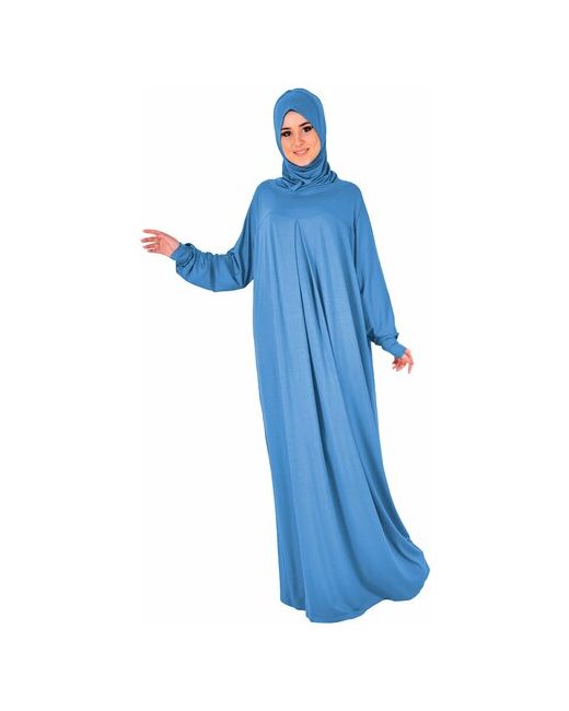 Hayat Платье свободный силуэт макси капюшон размер 42-52 голубой