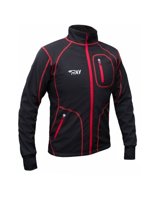 Ray Куртка средней длины силуэт прямой без капюшона быстросохнущая ветрозащитная карманы размер 54 красный черный