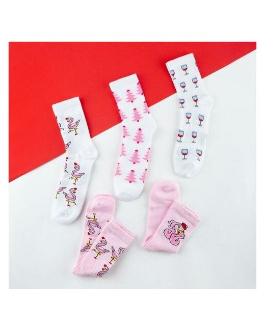 ProMarket носки подарочная упаковка на Новый год 5 пар размер 36/40 розовый