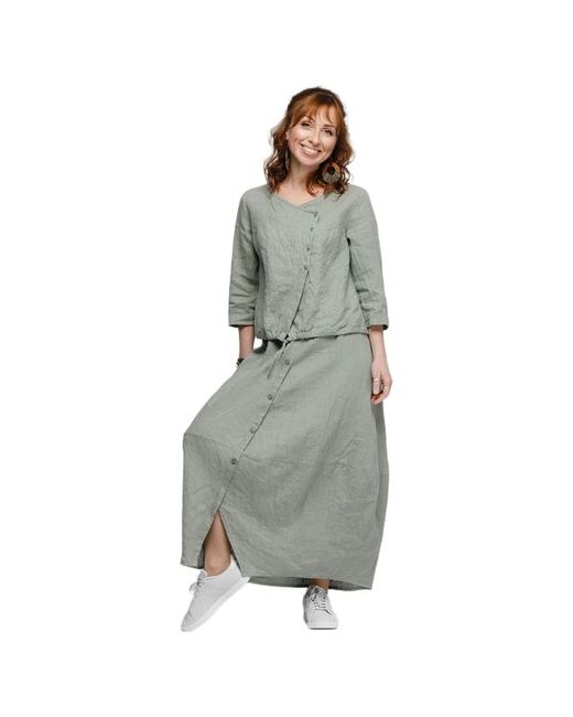 Kayros Костюм блуза и юбка повседневный стиль свободный силуэт пояс на резинке размер 50-52