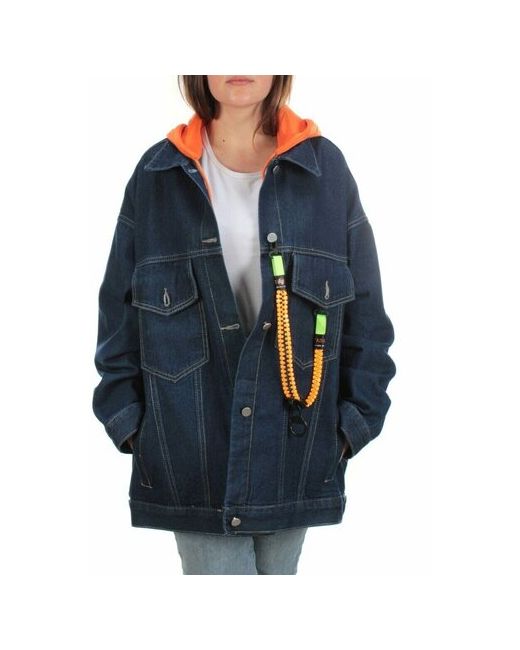 Не определен Джинсовая куртка демисезон/лето средней длины оверсайз съемный капюшон карманы внутренний карман размер 56/58