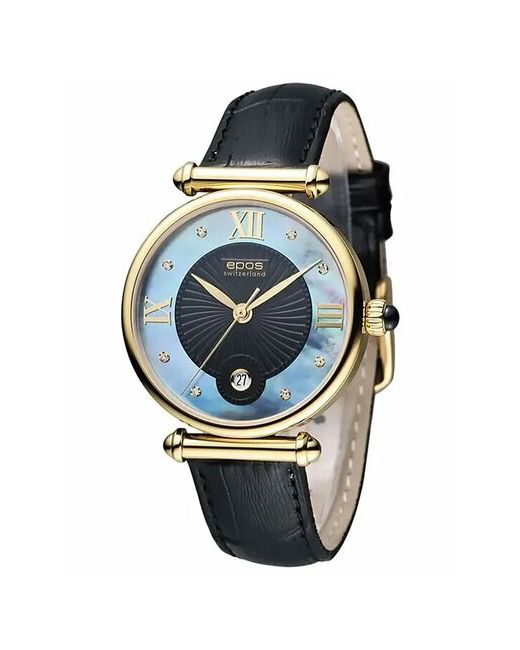 Epos Наручные часы Швейцарские наручные Quartz 8000.700.22.85.15 с гарантией синий черный