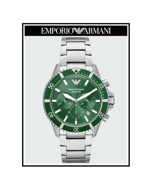 Emporio Armani Наручные часы наручные кварцевые оригинальные серебряный зеленый