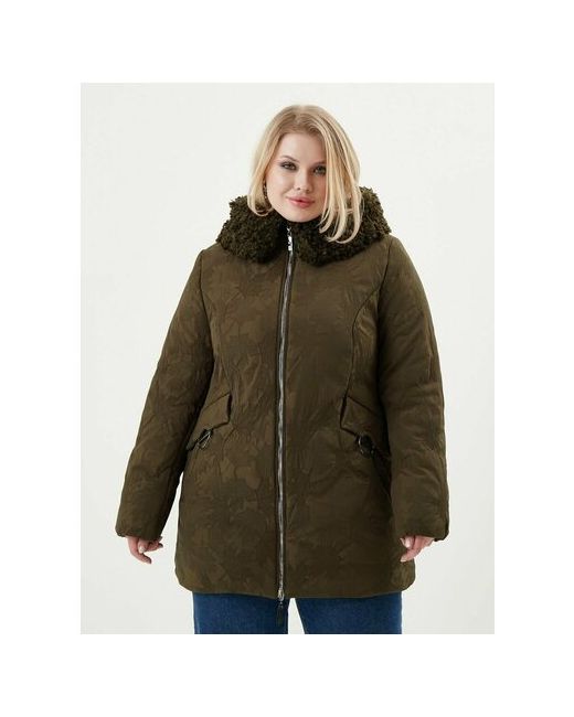 Riches Куртка зимняя средней длины силуэт прямой ветрозащитная карманы несъемный капюшон утепленная размер 52