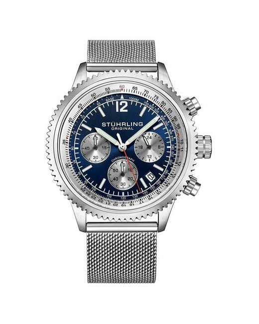 Stuhrling Наручные часы 4015.1 с хронографом серебряный синий