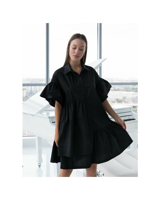 AnyMalls Платье-рубашка повседневное трапециевидный силуэт мини размер XXL