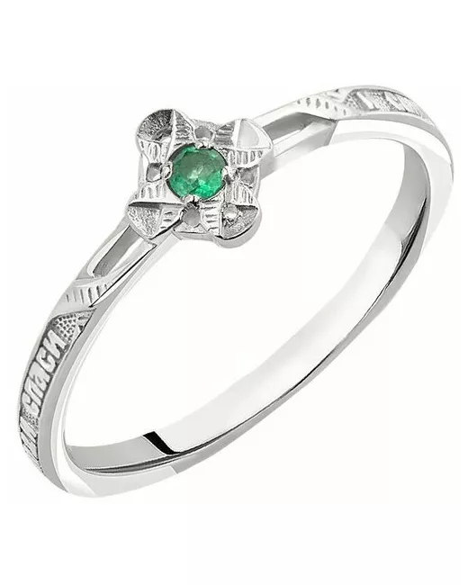 Corde Кольцо кольцо православное с натуральным камнем К43-009и серебро 925 проба родирование изумруд размер 16.5 зеленый