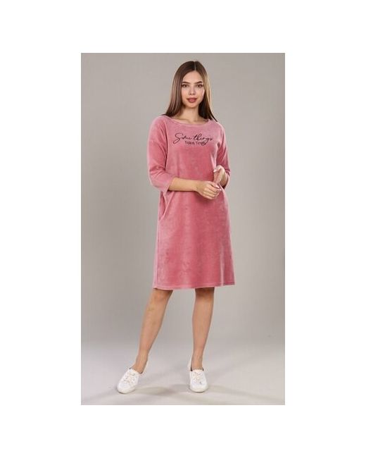 фабрика Каприз Платье повседневный стиль прямой силуэт укороченный рукав размер 58 розовый фуксия