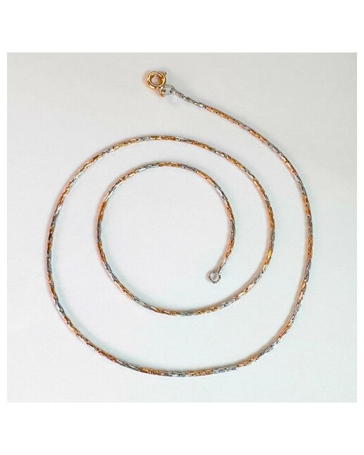 Xuping Jewelry Цепь двухцветная цепочка на шею со сколоченным в круг плетением 45 см. золочение родирование длина серебряный золотой