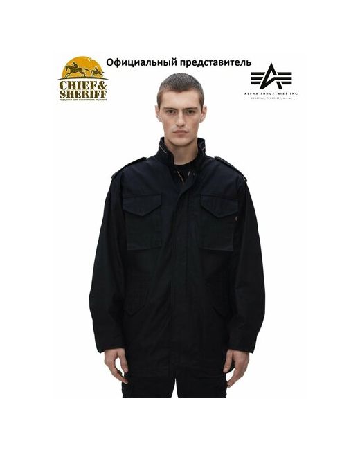Alpha Industries Куртка-рубашка демисезонная силуэт свободный подкладка капюшон карманы ветрозащитная внутренний карман водонепроницаемая размер L