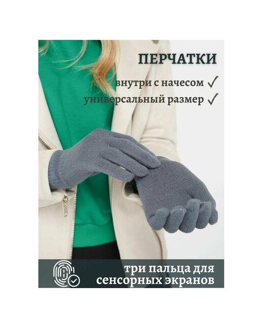 People Gift Перчатки демисезон/зима утепленные сенсорные размер универсальный серебряный