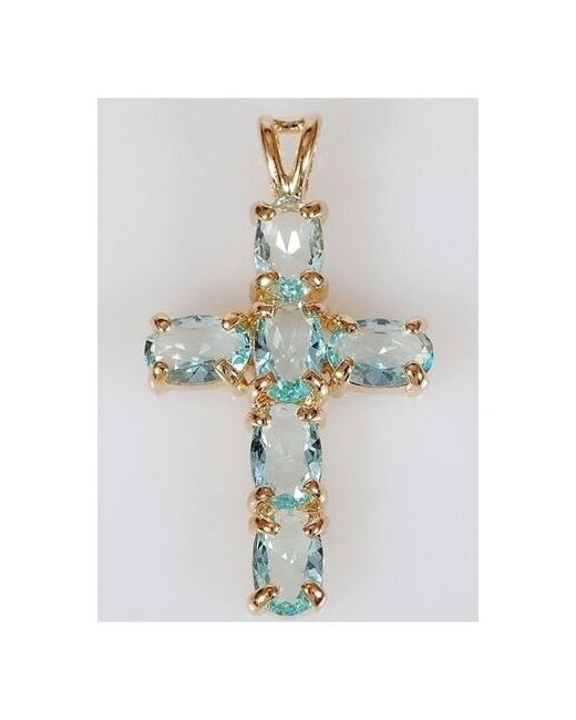 Lotus Jewelry Кулон с голубым фианитом Крест