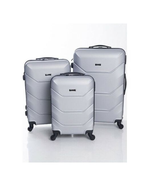 Freedom Комплект чемоданов 3 шт. рифленая поверхность опорные ножки на боковой стенке размер M серый