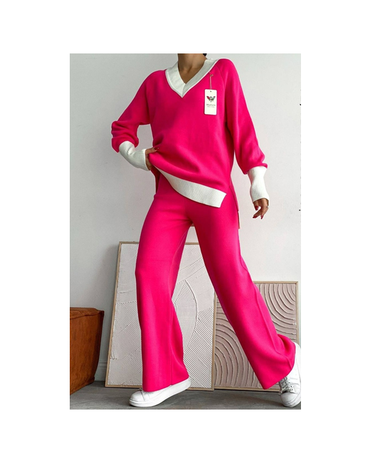 ИП Чернышева М.В. Костюм джемпер и брюки классический стиль оверсайз размер Единый розовый