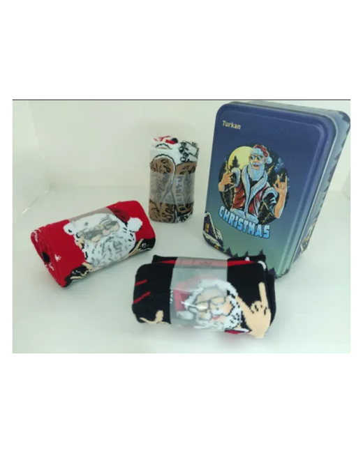 Turkan Носки 3 пары классические фантазийные на Новый год подарочная упаковка размер 41-46 мультиколор