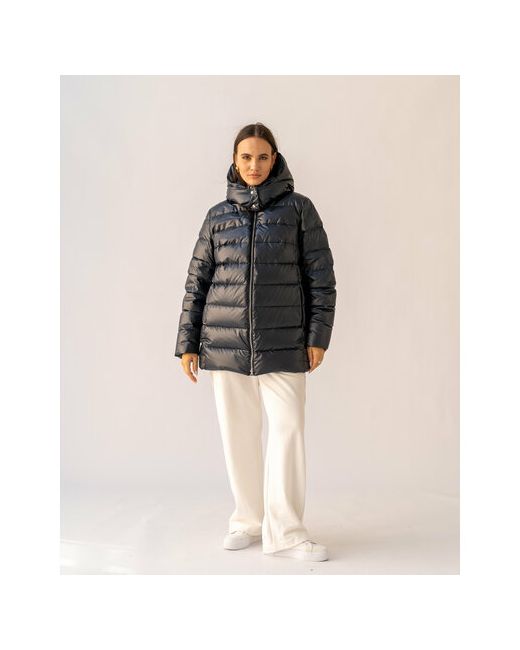 Modress куртка зимняя средней длины силуэт прямой карманы капюшон размер