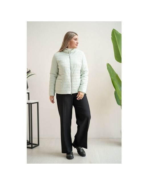Modress куртка демисезонная средней длины силуэт прямой карманы размер зеленый