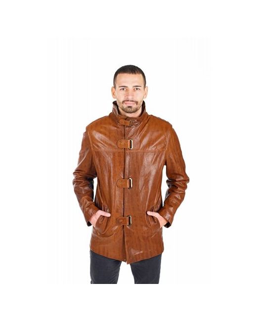 Valentini Кожаная куртка демисезонная силуэт полуприлегающий ветрозащитная карманы воздухопроницаемая размер 50