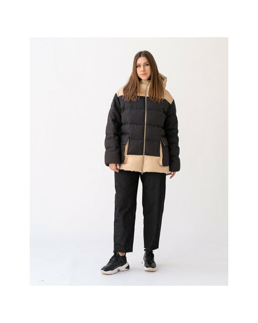 Modress куртка зимняя средней длины силуэт прямой карманы капюшон размер 54 мультиколор
