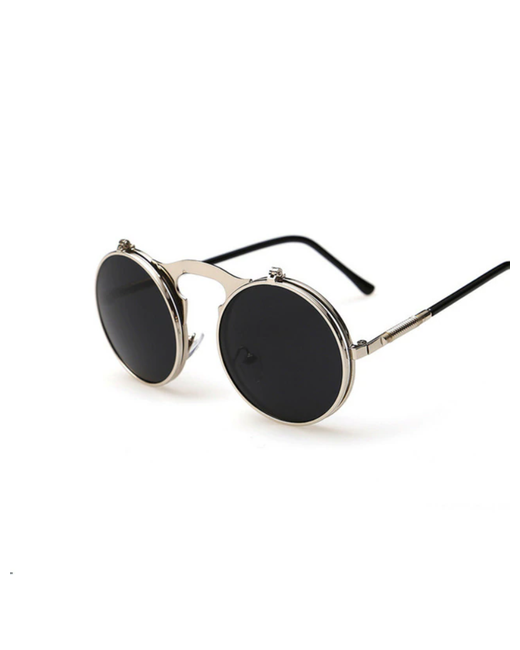 GrandFocus Солнцезащитные очки 141 круглые складные с защитой от УФ серебряный