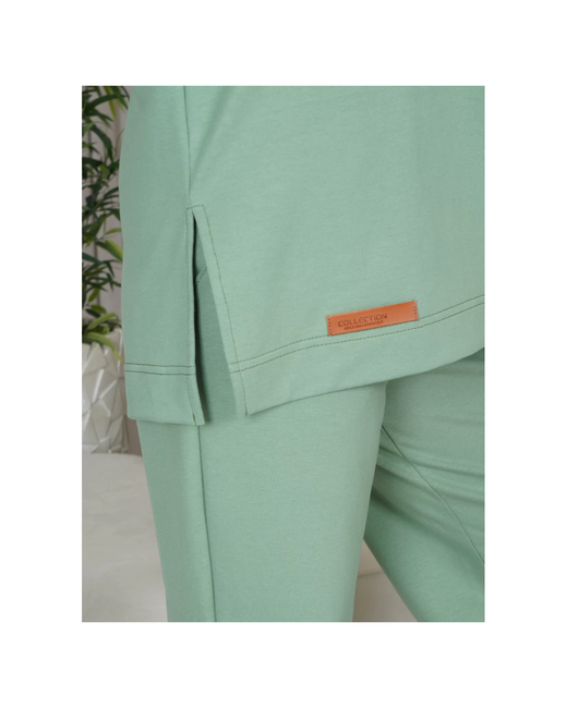 ИСА-Текс Костюм свитшот и брюки повседневный стиль оверсайз карманы размер 48 зеленый