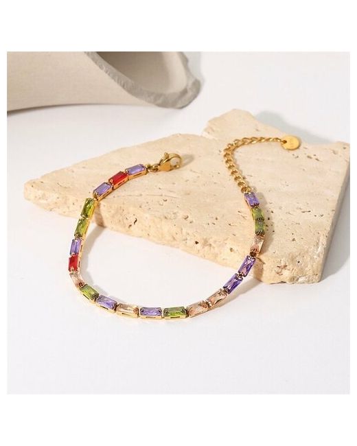 Sorona Jewelry Браслет позолоченный с дорожкой из камней цирконы