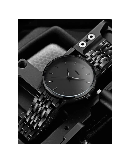 Time Shop Наручные часы кварцевые черные противоударные 3 АТМ