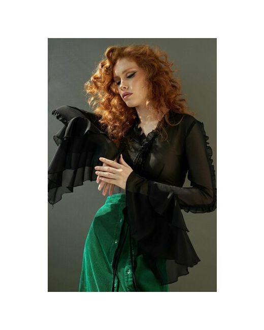 Alza Блуза нарядный стиль длинный рукав размер 44 черный