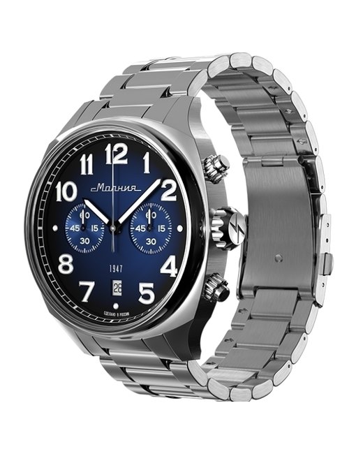 Молния Наручные часы Российские наручные 0020109-3.0-M браслет С хронографом синий серебряный