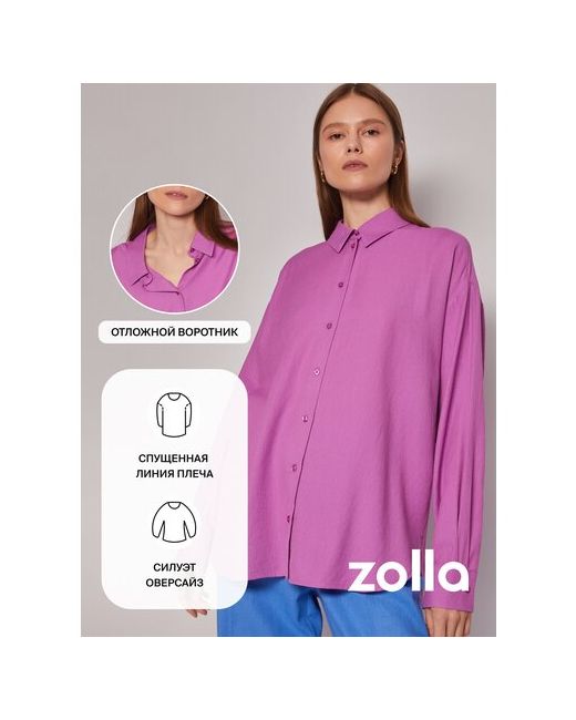 Zolla Рубашка классический стиль свободный силуэт длинный рукав размер L розовый