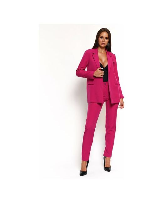 Dazzle Style Костюм жакет и брюки прямой силуэт размер 54 розовый фуксия