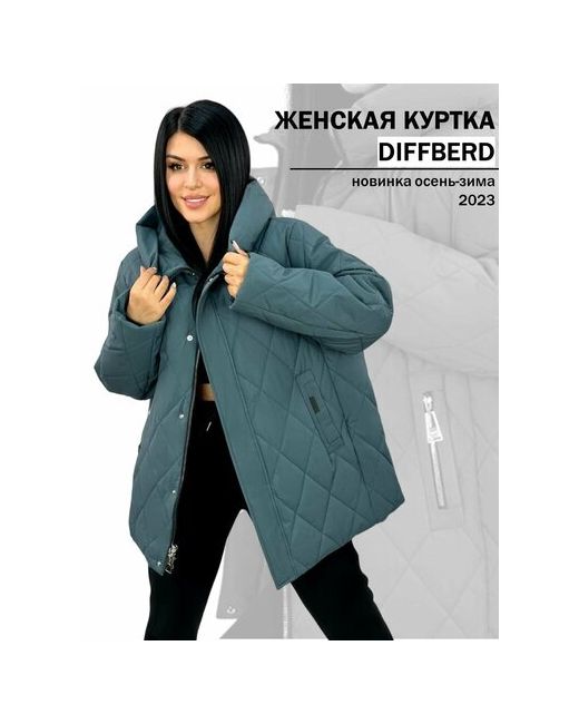 Diffberd куртка зимняя средней длины силуэт прямой капюшон карманы размер