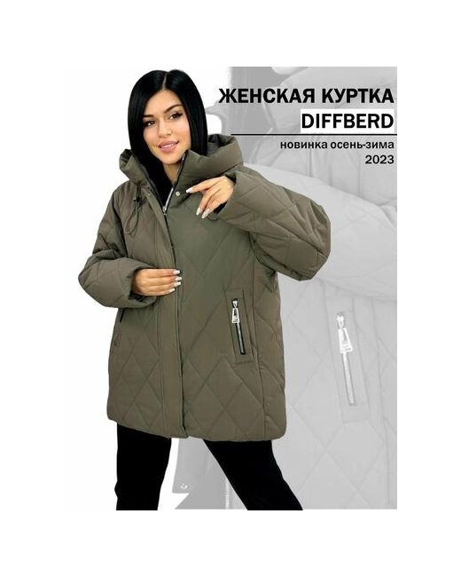 Diffberd куртка зимняя средней длины силуэт прямой капюшон карманы размер 60