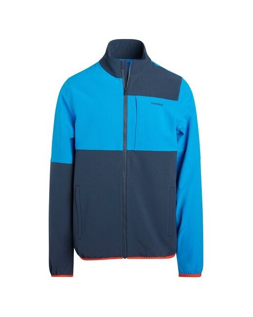 Saucony Куртка для бега средней длины силуэт прямой светоотражающие элементы без капюшона карманы водонепроницаемая размер XL синий